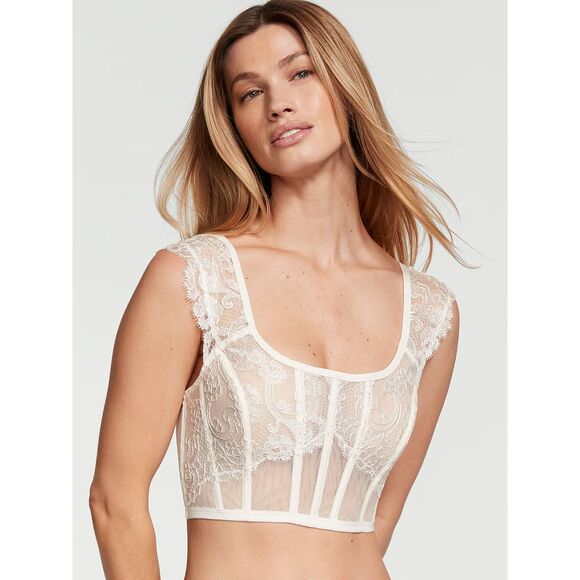 💗👙Victoria's Secret Boho Floral Embroidery Cap-Sleeve Corset Top👙💗 - Picture 2 of 10